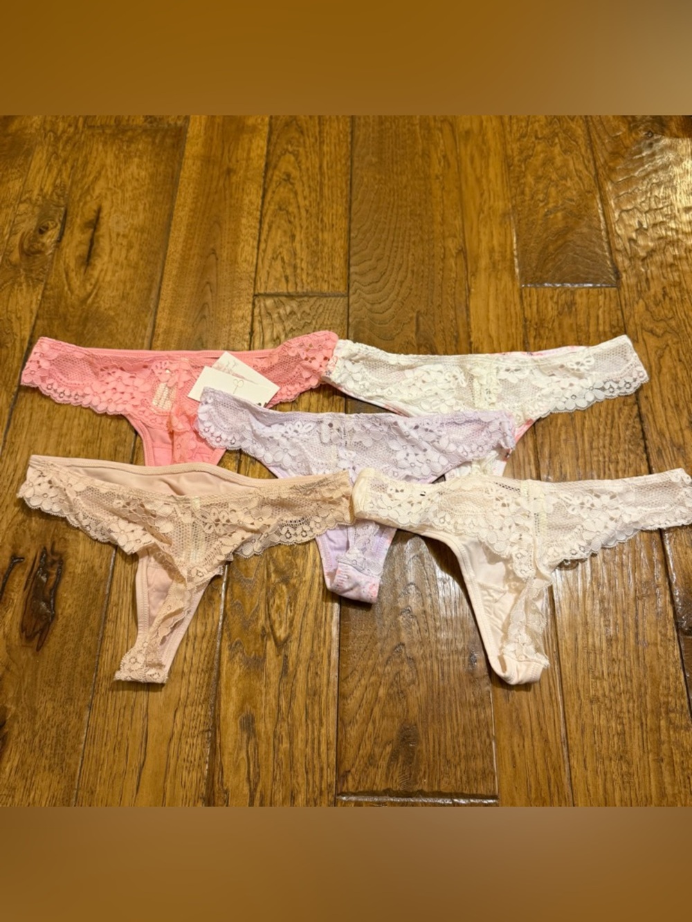5 for 1 Jessica Simpson Thong Bundle NWT Lace Floral Neutral Pink Pastel (S)
